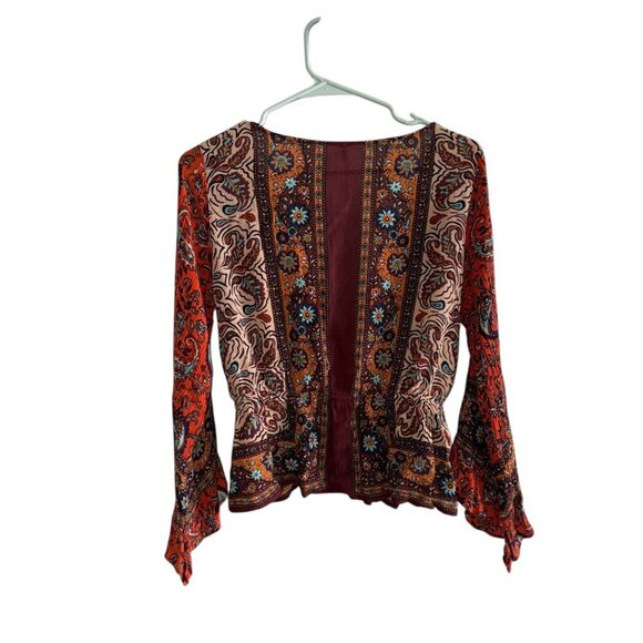 Free People Rosalie Wrap Top Red Medium - Picture 4 of 8